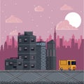Pixelated urban videogame