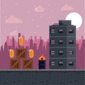 Pixelated urban videogame