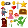 Pixelated video game icons Royalty Free Stock Photo