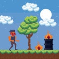 Pixelated videogame scenery