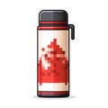 Pixelated Water Bottle Icon In Traditional Japanese Art Style