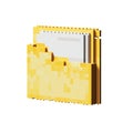 Pixelated Yellow Folder Icon With Documents. Digital File Management And Organization Concept Isolated On Transparent Royalty Free Stock Photo