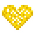Pixel Art Yellow Heart Shape with White Dots on White Background Royalty Free Stock Photo
