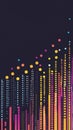 Pixelized scatterplot graph with colorful dots showing correlation between investment returns.