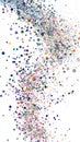 Pixelized scatterplot graph with colorful dots showing correlation between investment returns.