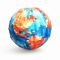 Pixelated World Globe Icon - Stock Illustration On White Background