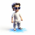 Caden: 3d Pixel Cartoon Character In Blue Glasses And White T-shirt