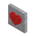 Pixels art tile heart 3D designs love concept Royalty Free Stock Photo