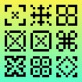 Pixels trend, QR, Cyber futurism style, abstract shapes, Technology 90s. Minimal graphic design, 8 bit, rave, Sequence