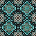 Pixels vintage geometric background seamless pattern vector illustration Royalty Free Stock Photo