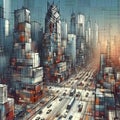 130 31. Pixelscape Abstract City Drawing_ An abstract Royalty Free Stock Photo