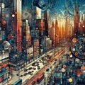 119 31. Pixelscape Abstract City Drawing_ An abstract Royalty Free Stock Photo