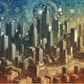 118 31. Pixelscape Abstract City Drawing_ An abstract Royalty Free Stock Photo