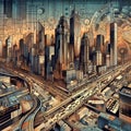 116 31. Pixelscape Abstract City Drawing_ An abstract Royalty Free Stock Photo