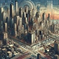 114 31. Pixelscape Abstract City Drawing_ An abstract Royalty Free Stock Photo