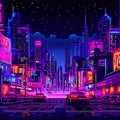 pixelscape urban night scene drawing an urban night s Royalty Free Stock Photo