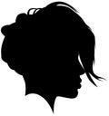 Pixie Cut, punk hairstyle for a woman. Iroquois haircut on a woman profile picture vector illustration realistic silhouette