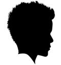 Pixie Cut, punk hairstyle for a woman. Iroquois haircut on a woman profile picture vector illustration realistic silhouette