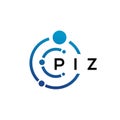 PIZ letter technology logo design on white background. PIZ creative initials letter IT logo concept. PIZ letter design