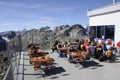 Piz Nair mountain restaurant in the Swiss Alps obove St. Moritz