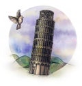 The Piza tower watercolor hand drawing, famouse arhitectural buillding isolated Royalty Free Stock Photo