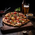 Delicious Belgian Saison Pizza With Skillful Lighting - Uhd Image
