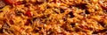 Pizza background - macro shot delicious italian pizza Royalty Free Stock Photo