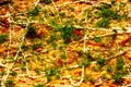 Pizza background - macro shot delicious italian pizza Royalty Free Stock Photo