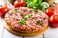 Pizza with bacon and mushrooms Royalty Free Stock Photo