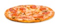 Pizza with bacon, peperoni and mushrooms Royalty Free Stock Photo