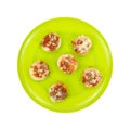 Pizza On Bagels Top View Cooked Plate Royalty Free Stock Photo