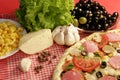 Pizza baked, cheese, crust, delicious, dinner, fa Royalty Free Stock Photo