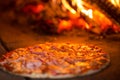 Pizza baking in oven Royalty Free Stock Photo