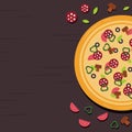 Pizza banner or background. Pizza on the board.