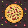 Pizza banner or background. Pizza on the board.