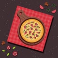 Pizza banner or background. Pizza on the board.