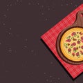 Pizza banner or background. Pizza on the board.