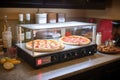 pizza bar with endless toppings and heated oven for quick and easy pizza