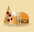 Pizza beer and hamburger design