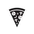 Pizza - black icon on white background vector illustration for website, mobile application, presentation, infographic. Fast food c Royalty Free Stock Photo