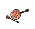 Pizza in black pan model from japanese clay Royalty Free Stock Photo
