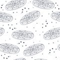 Pizza black and white seamless pattern. vector illustration