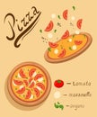 Pizza on the board and ingredients Royalty Free Stock Photo