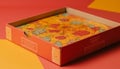 Pizza box delivering gourmet meal with creativity generated by AI