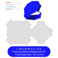 Pizza box dieline template and 3D, vector file Royalty Free Stock Photo