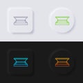 Pizza box icon set, Multicolor neumorphism button soft UI Design.