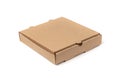 Pizza Box Isolated, Craft Paper Delivery Package Mockup, Cardboard Box on White Background