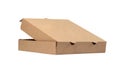 Pizza Box Isolated, Craft Paper Delivery Package, New Carton Packaging, Cardboard Box on White Background