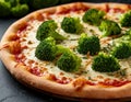 Pizza with broccoli, AI generated. Royalty Free Stock Photo