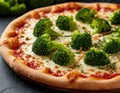 Pizza with broccoli, AI generated. Royalty Free Stock Photo